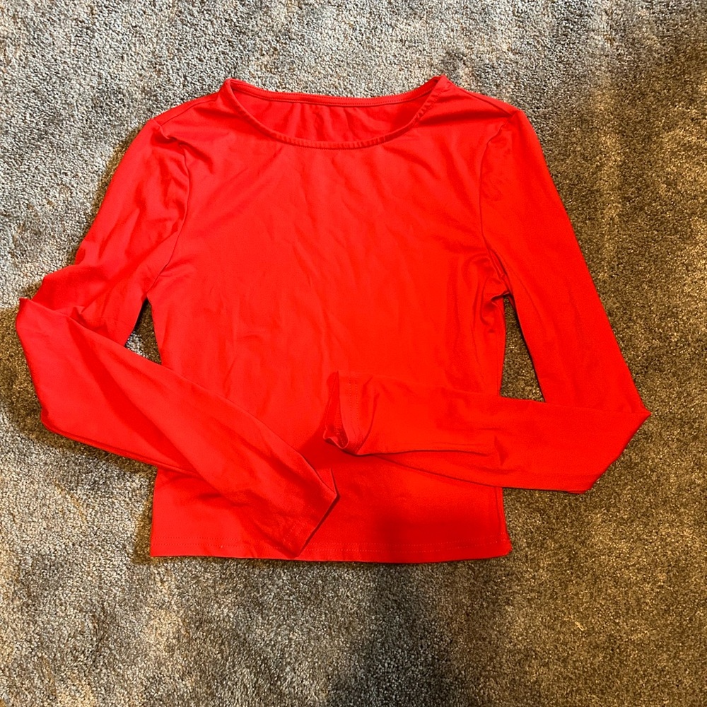 Shein Basic Red Long Sleeve Top
